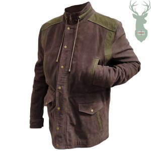 Kožený kabát Exclusive - hnedo zelený